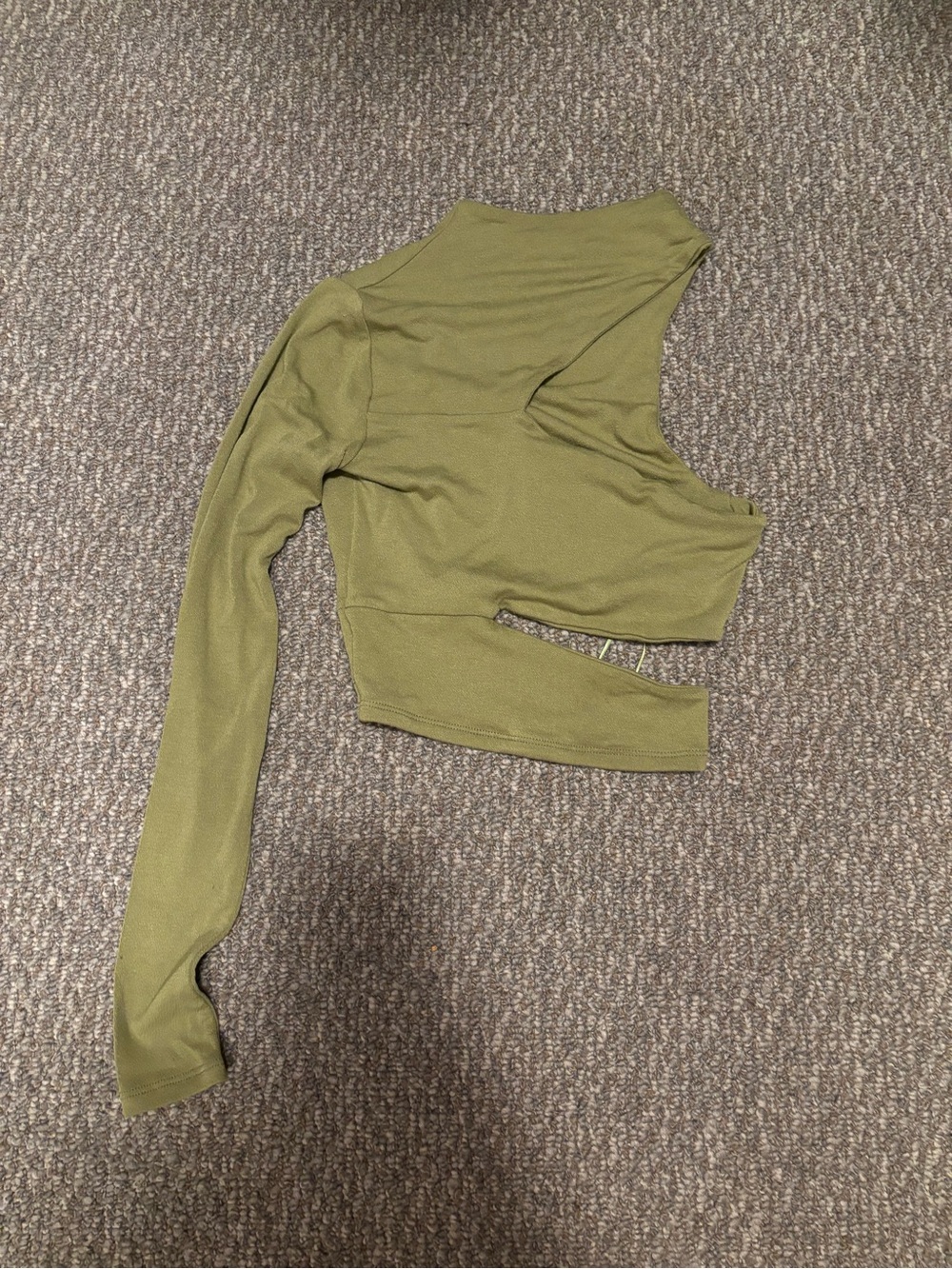 naked wardrobe Olive Asymmetrical One-Arm Crop Top
